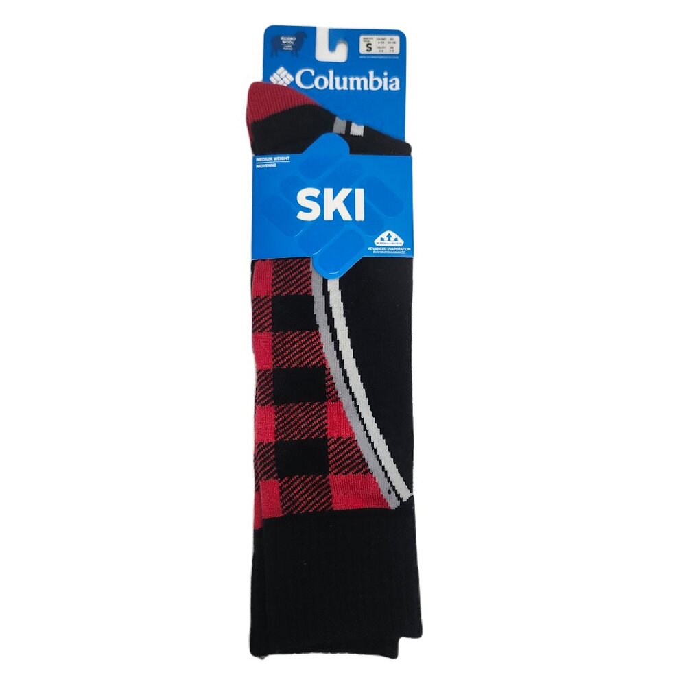 Columbia Medium Weight Merino Wool Blend Red Ski Socks Women's Size Small